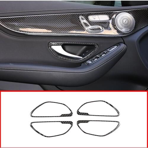 For Mercedes Benz C Class GLC X253 W205 2016-2019 Inner Door Handle Frame Decoration Cover 3D internal Sticker Accessories