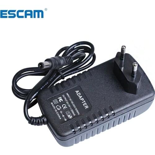 ESCAM EU Type AC 100-240V to DC 12V 2A Power Supply CCTV Camera LED Strip AC/DC Adapters Power Plug Adaptor 5.5x2.1mm