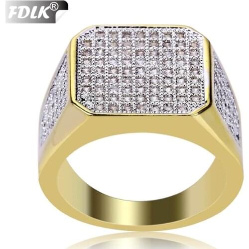 FDLK Men Fashion Popular Geometry Zinc Alloy Birthstone Ring Wedding Engagement Jewelry