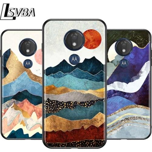 Mountain Marble Moon for Motorola G9 G8 G E7 E6 One Play Marco Hyper Fusion Stylus Power Edge Plus Black Phone Case