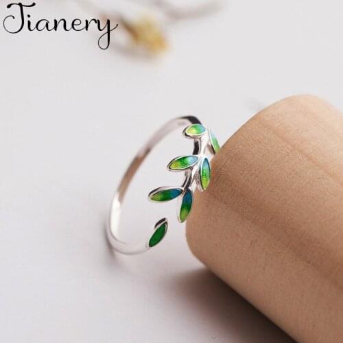 JIANERY Wholesale Real Silver Color Leaf Rings For Women Big Antique Rings Finger Jewelry High Quality