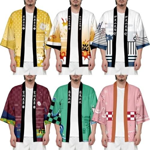 Demon Slayer Iguro Obanai Haori Rengoku Kyoujurou Cardigan Kimono Kinetsu No Yaiba Cosplay Costume Nezuko Rengoku Tanjirou Cloak