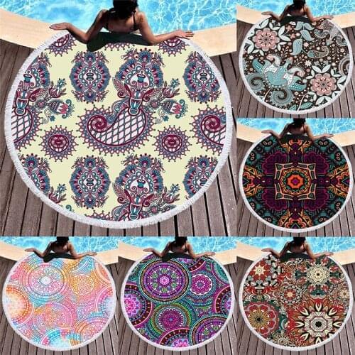 Dreamcatcher Summer Round Beach Towels Bohemian Bath Shower Towel Circle Swim Yoga Picnic Mat Bikini Cover Up serviette de plage