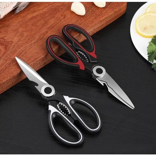 Multifunctional Kitchen Scissors Cutting Knife Plate Stainless Steel Kitchen Meat Cutting Scissors Chicken Bone Opening Bottle