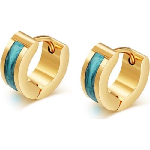 Fashion Gold-color Stud Earrings Bijoux Punk Rock Stainless Steel Earrings For Women Men Multicolor Drop Ship Birthday Gift