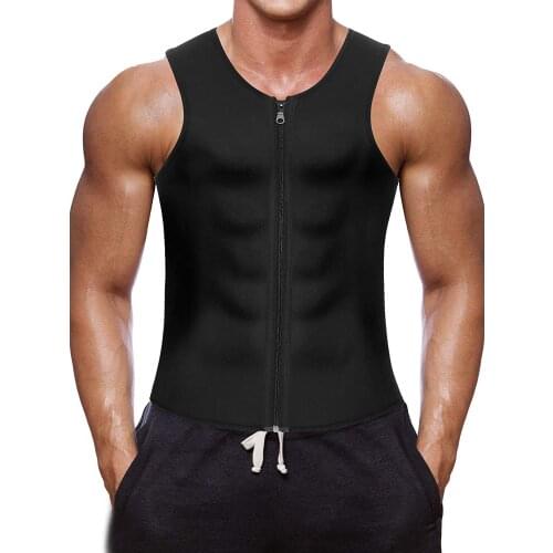 Men Waist Trainer Vest for Weight Loss Hot Neoprene Corset Body Shaper Zipper Sauna Tank Top Workout Shirt Sport Running Vest