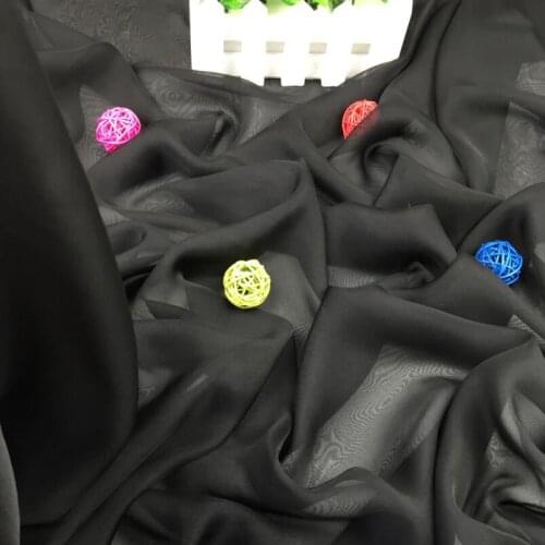Soft Smooth Silky Dress Lining Chiffon Fabric Black Color for Summer Dress