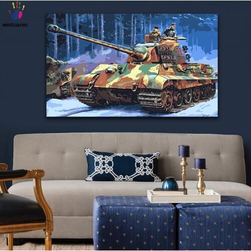 DIY colorings pictures by numbers with colors Camouflage tank soldier picture drawing painting by numbers framed Home