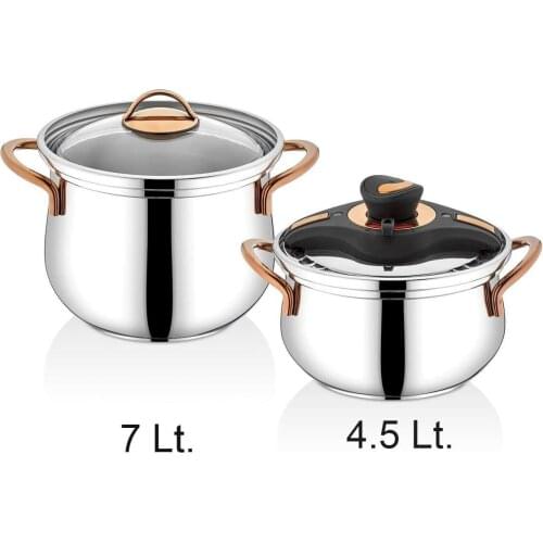 Pressure Cooker Set 4.5 & 7 1liter Changeable Covers Stainless Steel 18/10 Cr-Ni Made in Turkey