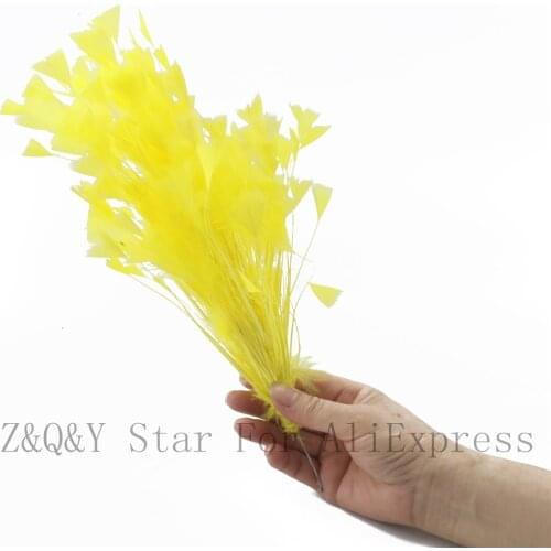 Natural turkey torn flat hair dyed yellow made into 30-35CM wire flower DIY craft performance costume feather