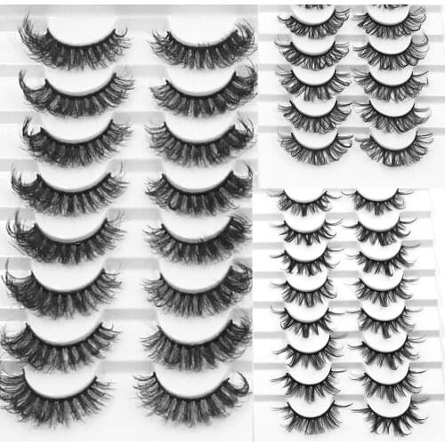 NEW 5/16Pairs 8-25mm 100% Real Mink Full Strip Lahses 3D high end Mink Black Eyelashes Makeup Beauty Faux Eyelashes
