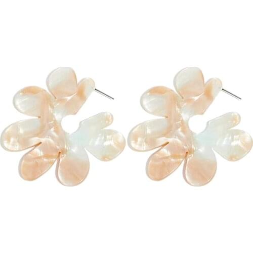 New Large Flower Resin Earrings Female Acrylic Acetate Plate Earrings Petal Earrings