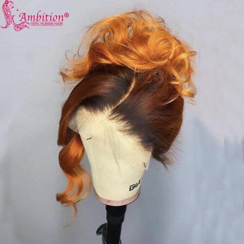 Ombre Human Hair Lace Wig Pre plucked Loose Wave Glueless Lace Front Wigs Long Wave Lace Front Wig Bleached Knots