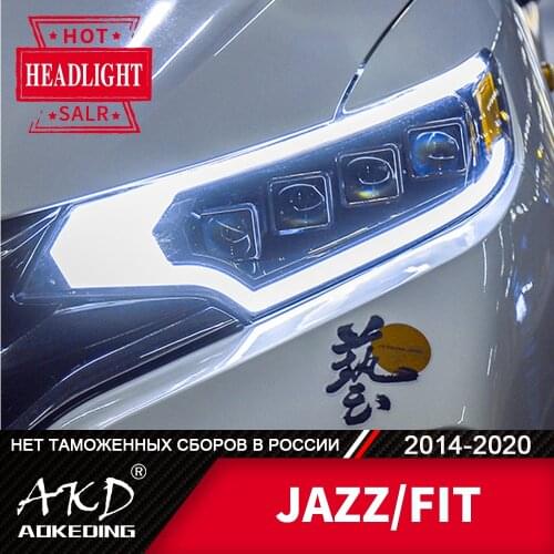 Head Lamp For Car HONDA FIT 2014-2020 jazz Headlights Fog Lights Day Running Light DRL H7 LED Bi Xenon Bulb Car Accessory