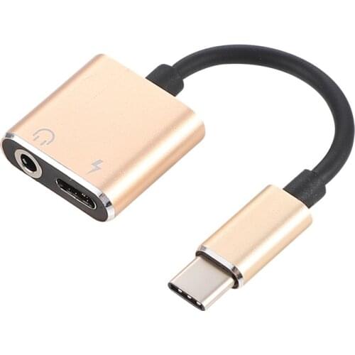 50pc 2 In 1 Type C To 3.5mm Jack Earphone Charging Converter USB Type-C Audio Adapter for Huawei Mate 20 Pro Samsung S9