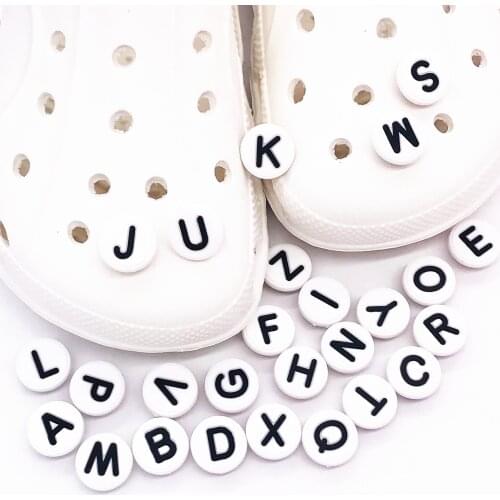 26Pcs Alphabet Letters PVC Shoe Charms Garden Shoe Accessories Buckle Decoration Fit Wristbands DIY Name Children Party Gift