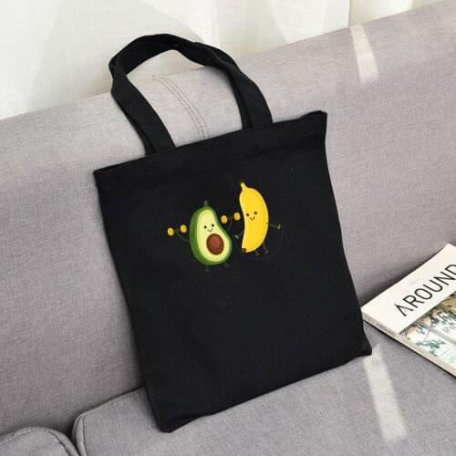 Casual Tote Simple Eco Shopping Bags Banana Avocado Friends Women Canvas Shoulder Bag Love Story Female Cotton Cloth Handbag