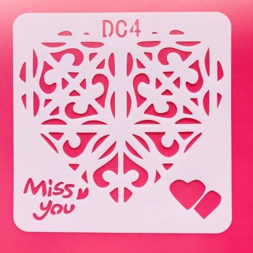 Miss You Greeting Cards Designer Stencil Hollow Heart Air Brushing Tools Soft Plastic PVC Stencils for Lover/Wedding/Party DC4