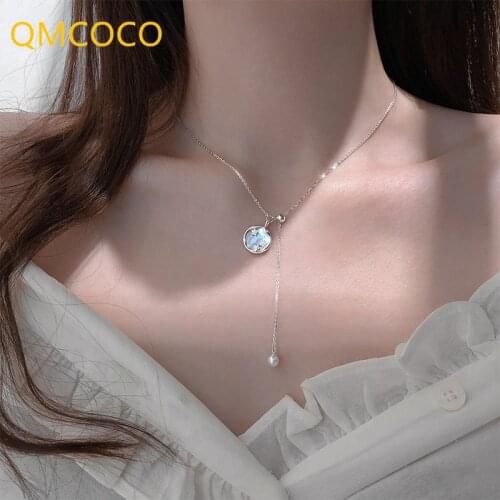Zircon Flower Shell Round Necklace Adjustable Simple Temperament Personality Design For Women Collarbone Chain For Birthday Gift