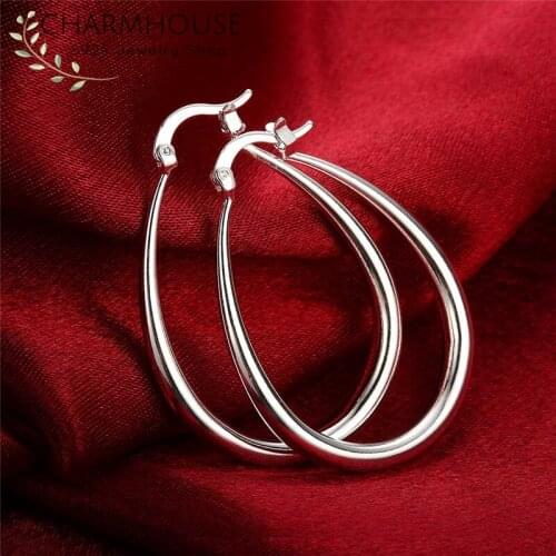 Silver Hoop Earrings For Women U-Shape Ear Cuff Brincos Femme S925 Sterling Silver Jewelry Accessories Pendientes Mujer Gifts