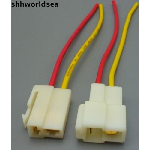 Shhworldsea Free Shipping 2 PIN connector terminal car plug car sheath 6.3 6.3MM set of male and female connectors with cable