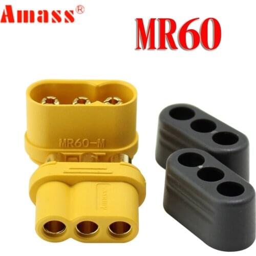 10 Pair Amass MR60 Plug w/Protector Cover 3.5mm 3 Core Connector T Plug Interface Connector Sheathed for RC Model