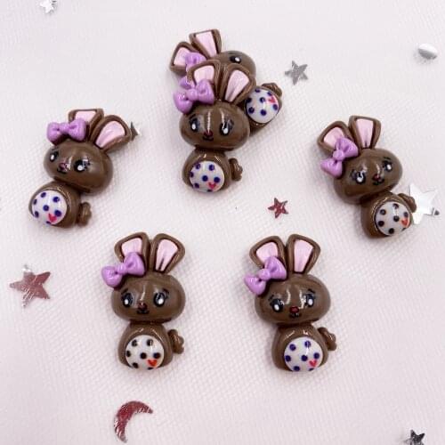 Resin Kawaii Colorful Lovely rabbit Flatback Cabochon Stone 12PCS Scrapbook DIY Decor Home Figurine Crafts OH354