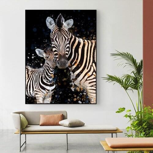 Modern Watercolour Zebra Wall Art Abstract Animal Canvas Prints Painting Home Decoration Wall Decor Pictures for Living Room