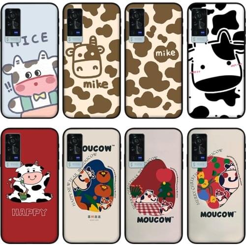 Cute cow Phone case for vivo x60 pro plus x50 s7 s9 x30 x27 s9e, Protective silicone case for vivo iqoo 7 z3 neo 3 5