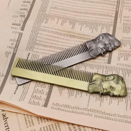 1pc Man Hair Comb Beard Shaving Brush Stainless Steel Mini Pocket Comb Professional Barber Styling Accessories Tools