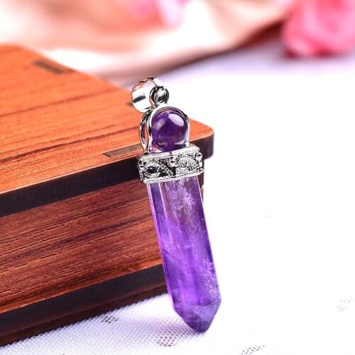 1PC Natural Crystal Necklaces Hexagonal Prism Ethnic Pendant Reiki Point Raw Gem Souvenir For Unisex Charm Mineral Jewelry Gift