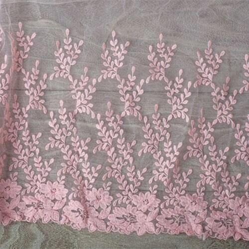1yard Africa lace Fabric Nigeria High quality pink embroidery lace accessories width 35CM DIY dress wedding decoration materials