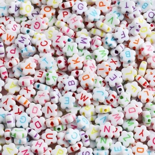 100pcs/lot Acrylic Beads 10x10x5mm Letter Loose Spacer Beads for Needlework Jewelry Making Handmade DIY Bracelet Accessories