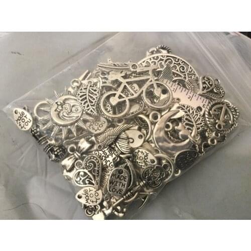 100pcs/lot Mixed Antique Silver Plated European Bracelets Charm Pendants Fashion Jewelry Making Findings DIY Charms Handmade 345