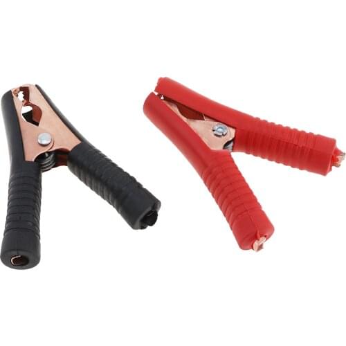 2Pcs 100A Car Alligator Clip Battery Clamps Crocodile Clip with Soft Silica Gel Insulated Jacket Red Black for Car Battery Test
