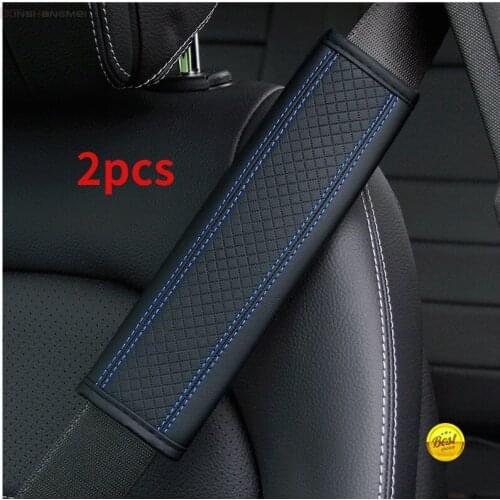 2Pcs Car accessories seat belt PU Leather Safety Belt Shoulder Cover Breathable Protection Seat Belt Padding Pad Auto Interior