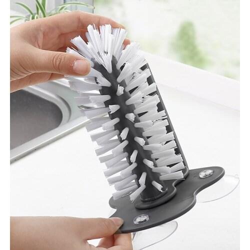 2 In 1 Glass Cup Scrubber Cleaner Bottles Brush Sink Drink Mug Wine Suction Cup Cleaning Brush Gadgets Kitchen Items