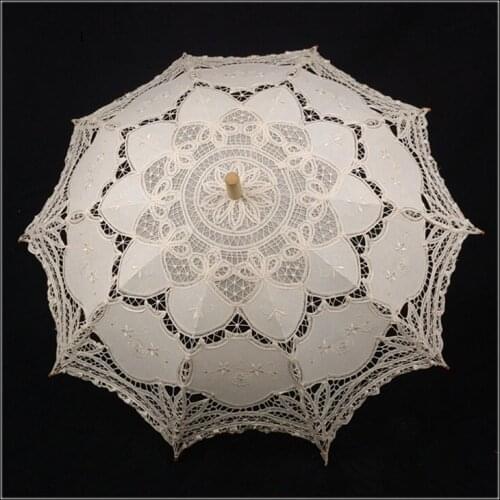 20pcs ivory color elegant our-door European style wedding parasols Long-straight lace umbrellas