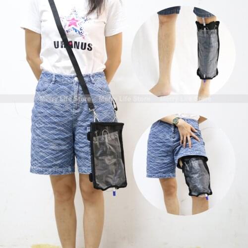 2000ML Urine Drainage Bag Cover with Shoulder Leg Strap Foley Catheter Abdominal Drain Bag Holder Mesh Inspection Window