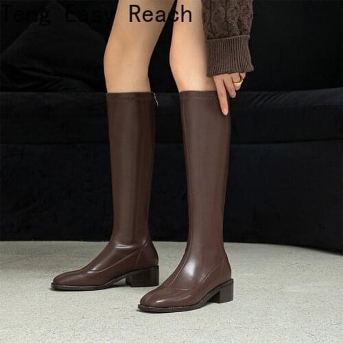 2022 Women Knee Boots Fashion Platform Zipper High Heel Autumn Boots Long Boot Lady Casual Footwear Size 32-43