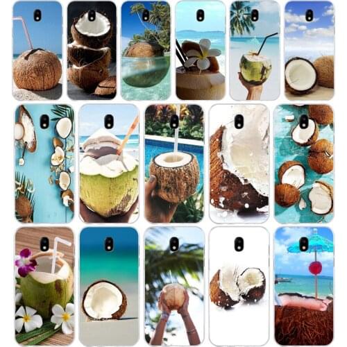 255H Coconut on the beach Soft Silicone Tpu Cover phone Case for Samsung j3 j5 j7 2016 2017 a3 2016 a5 2017 a6 2018