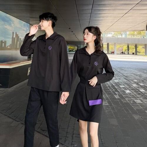 【 817】Autumn 2021 new real shoot couples dress you dress me skirt niche black dress couples clothes couples clothing