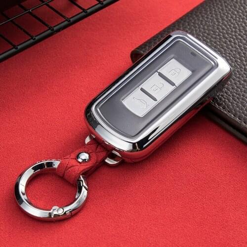 Car Suede Leather Keychain Case Cover Holder For For Mitsubishi Outlander PAJERO Sport Lancer RVR EX ASX Interior Accessories