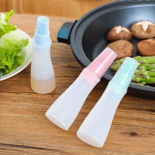 1PC Portable Silicone Oil Bottle with Brush Elbow Multi-Function Leakproof Barbecue Tool Kitchen Baking Cooking Set Brushes