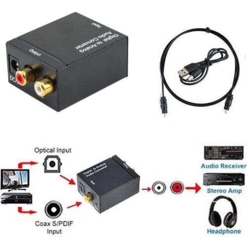 Digital Optical Toslink SPDIF Coax To Analog RCA Audio Converter Adapter