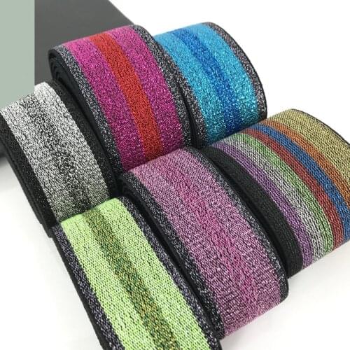 3.8CM 5CM 6CM Width Elastic Stretch Black Gold Single Ribbon Tape Trim Applique Sewing Supplies Material for Clothes Strap Belt