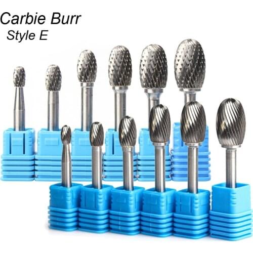 Oval Shape E 6mm 1/4 Shank Mould Carving Tools Tungsten Carbide Rotary File Burr Milling Cutter CNC Engraving for Metal Steel