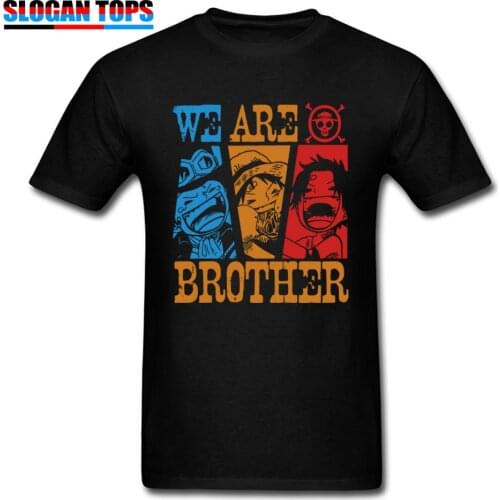 We Are Brothers T Shirt Men Japan Anime Tshirt One Piece Luffy Ace Summer Cotton Round Collar Tops & Tees Graphic Europe T-shirt