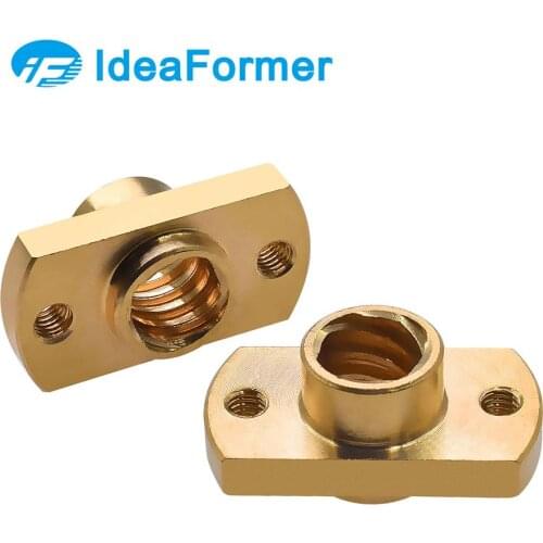 2pcs T8 lead screw nut pitch Lead 8mm Brass T8x8mm Flange Lead Screw Nut for CNC Parts Ender 3 CR10 3D Printer Parts