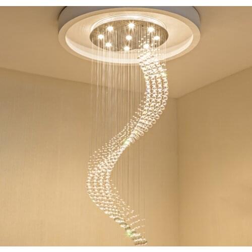 Crystal Modern Chandelier Single Spiral Ladder LED Chandeliers For Foyer Dining Room Restaurant lamp Stair light